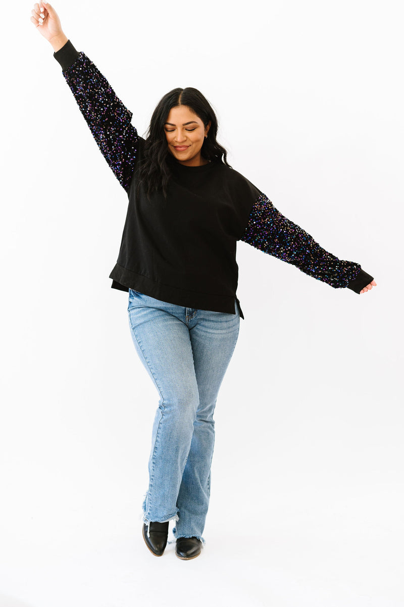 Don't Delay Sequin Sleeve Sweater