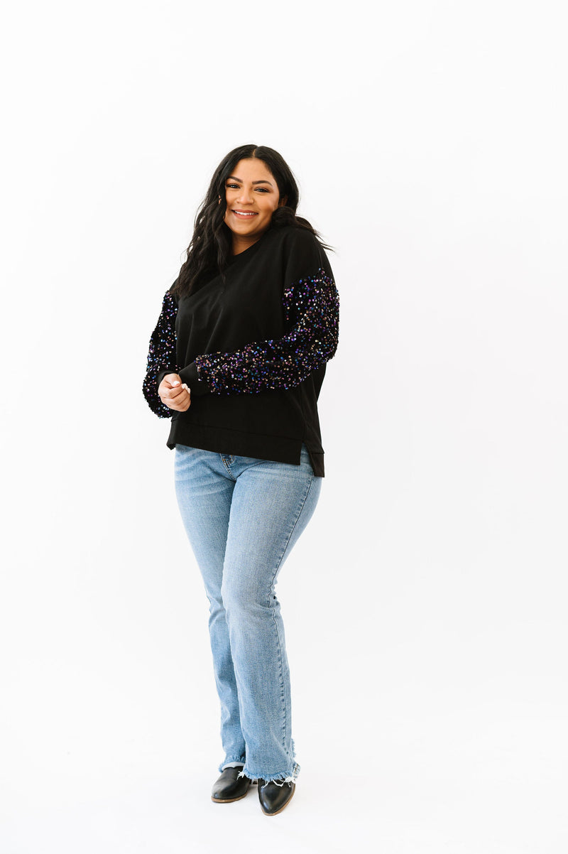 Don't Delay Sequin Sleeve Sweater