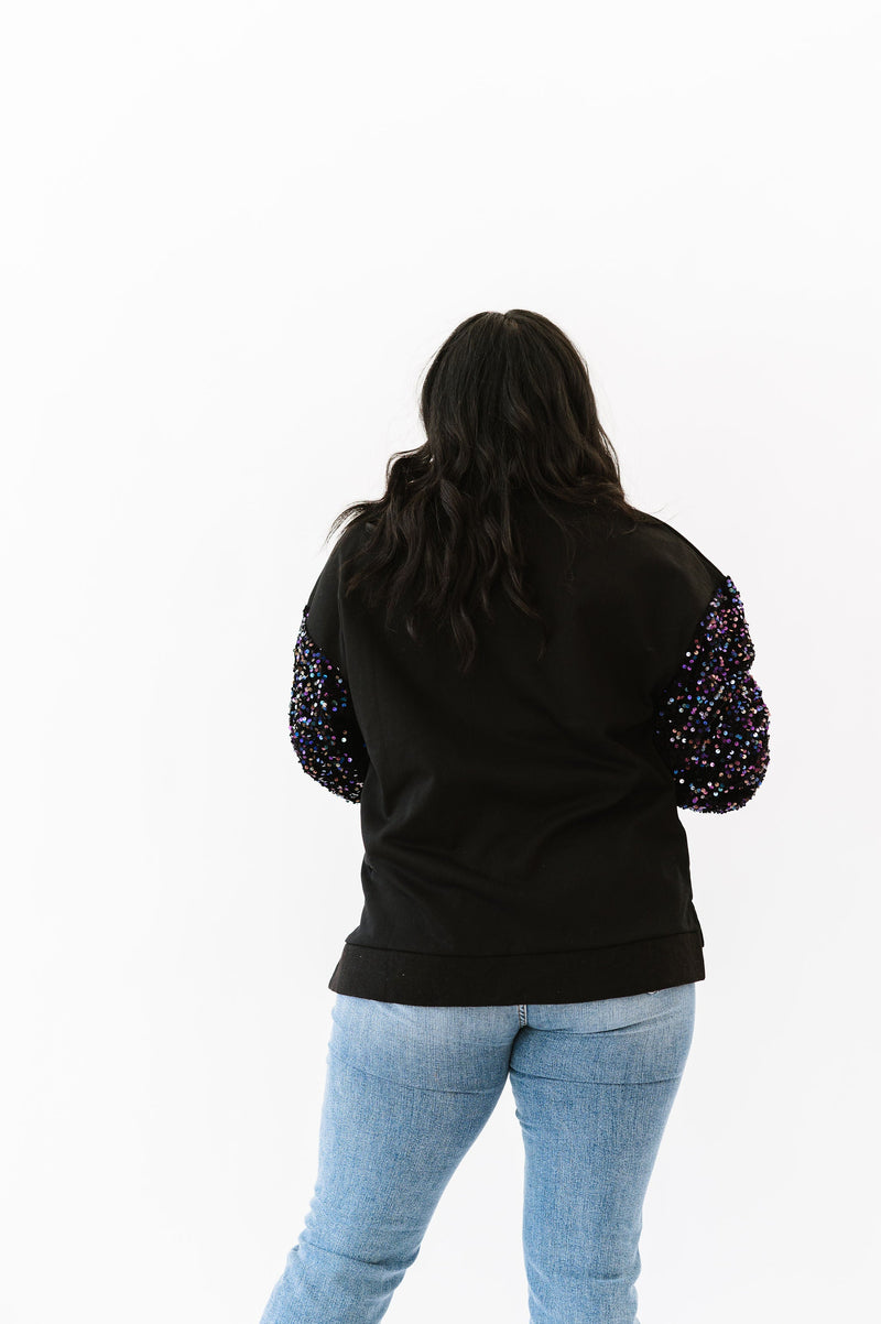 Don't Delay Sequin Sleeve Sweater