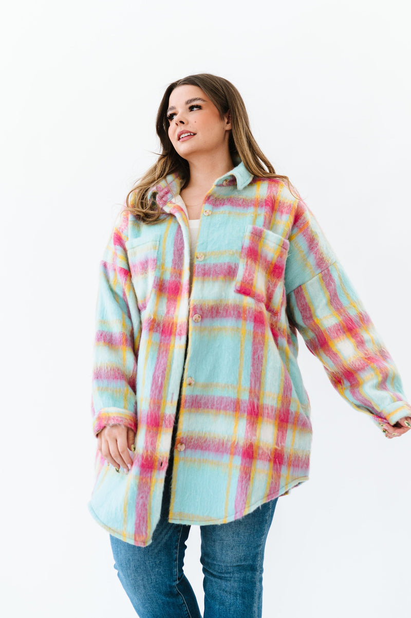 It's Your Time Plaid Shacket - Pink