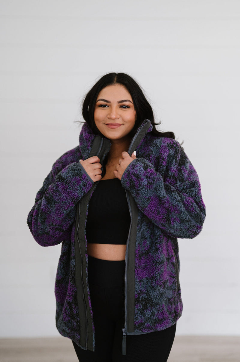 Take A Look Tie Dye Sherpa Jacket