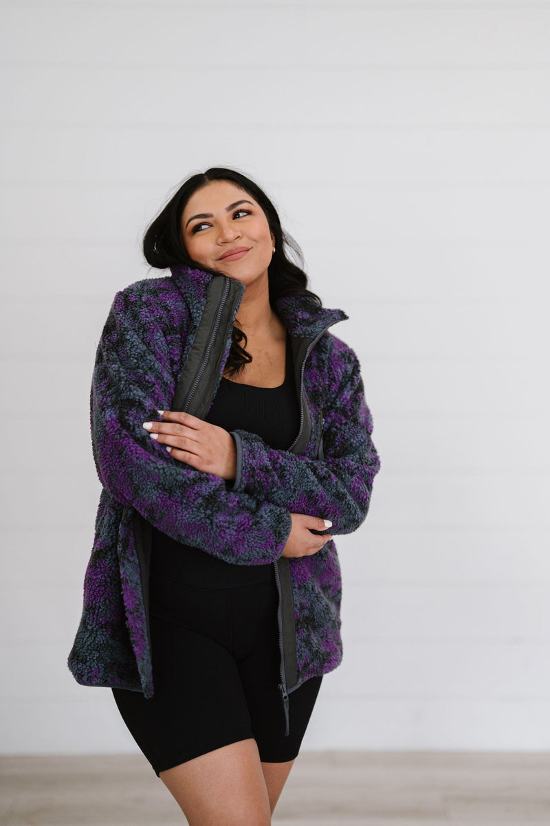 Take A Look Tie Dye Sherpa Jacket
