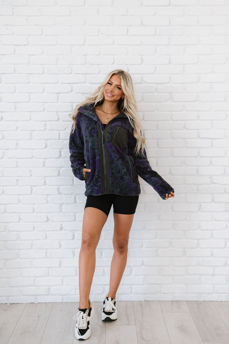 Take A Look Tie Dye Sherpa Jacket