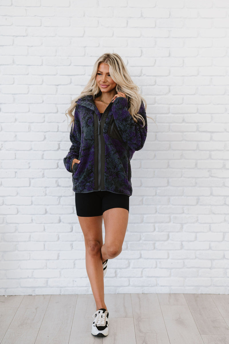 Take A Look Tie Dye Sherpa Jacket