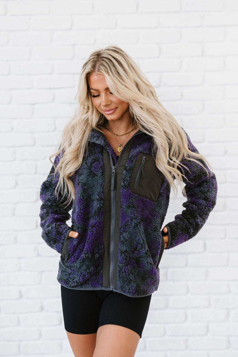 Take A Look Tie Dye Sherpa Jacket