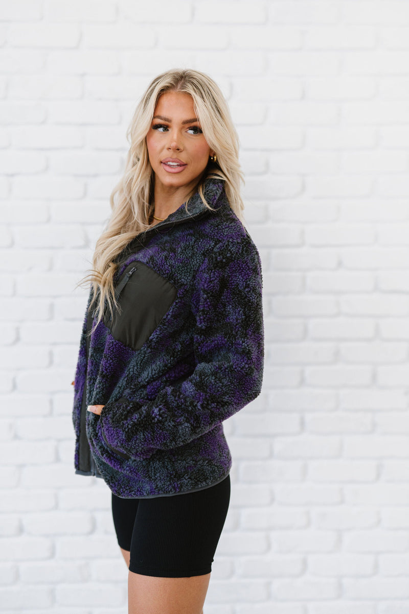 Take A Look Tie Dye Sherpa Jacket