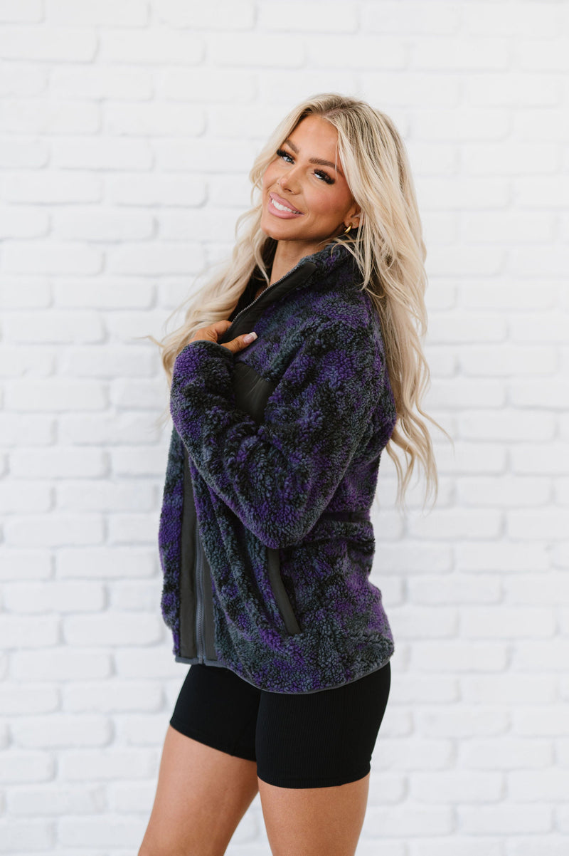 Take A Look Tie Dye Sherpa Jacket