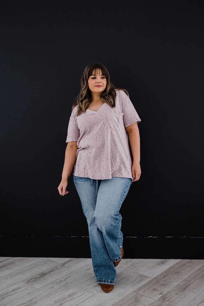 Distressed Boyfriend Tee - Mauve