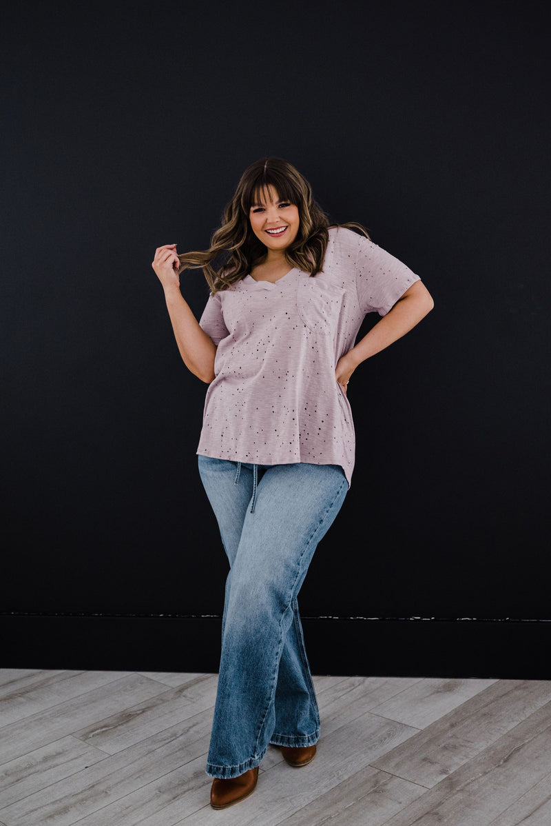 Distressed Boyfriend Tee - Mauve