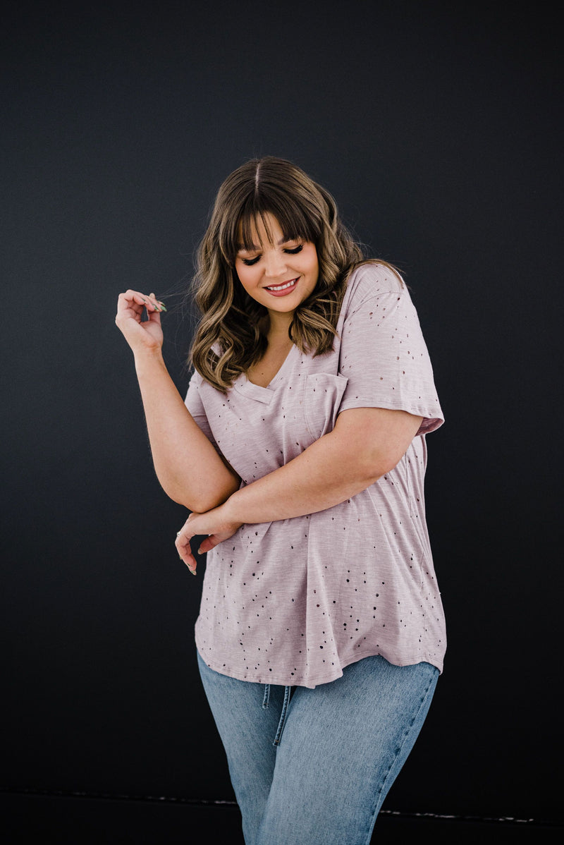 Distressed Boyfriend Tee - Mauve