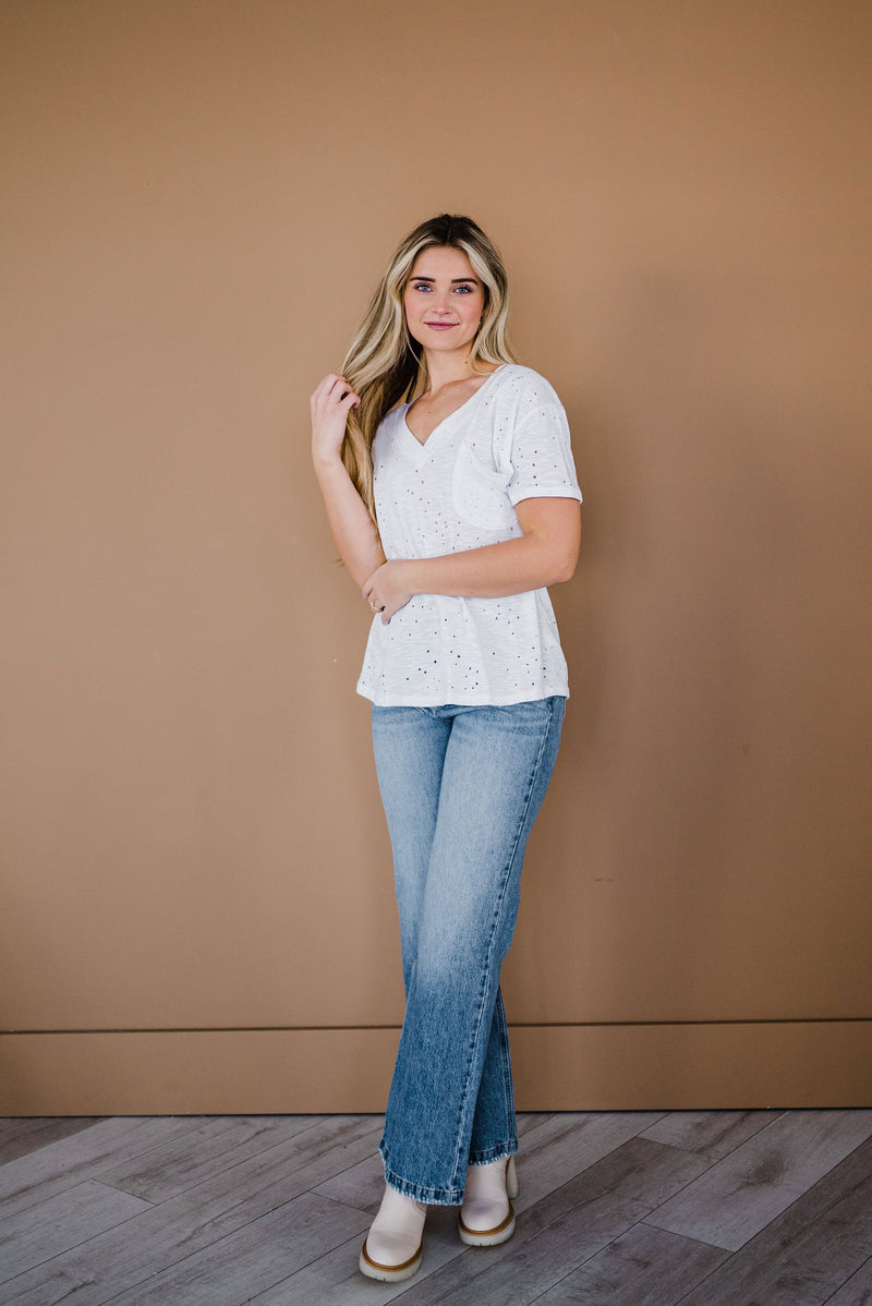 Distressed Boyfriend Tee- White