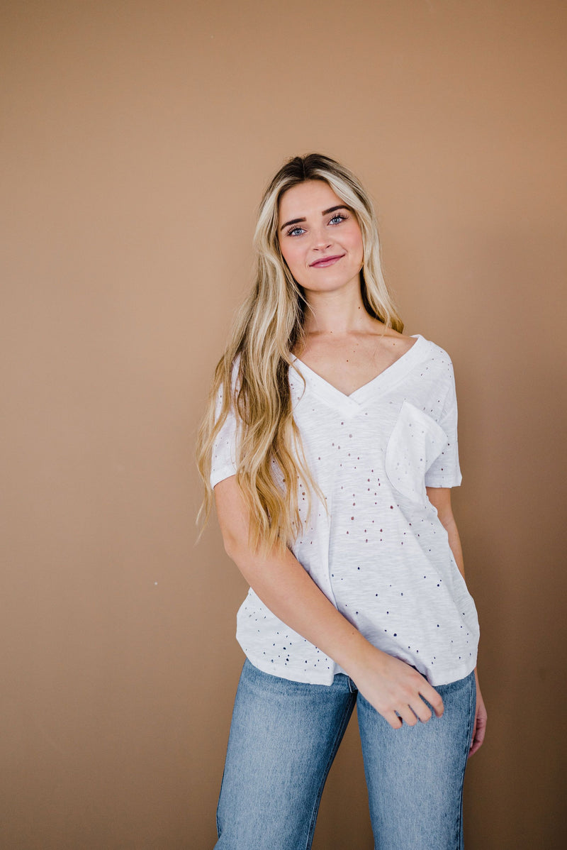 Distressed Boyfriend Tee- White