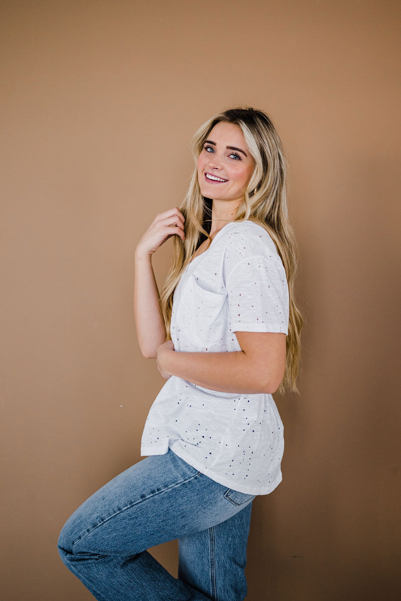 Distressed Boyfriend Tee- White
