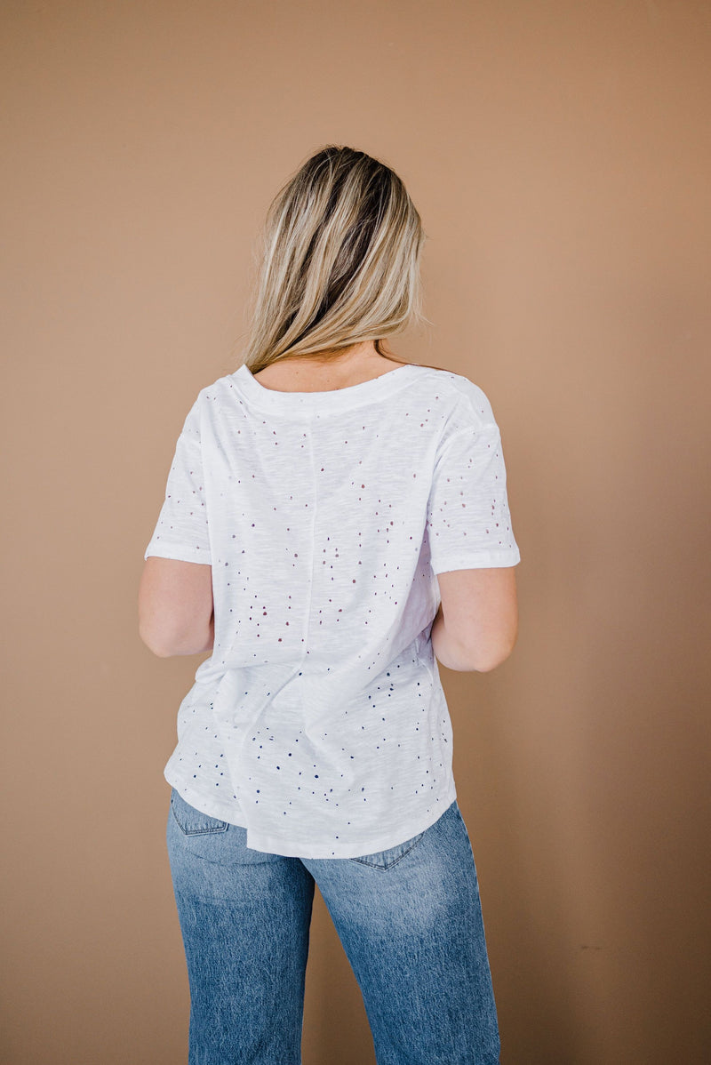 Distressed Boyfriend Tee- White