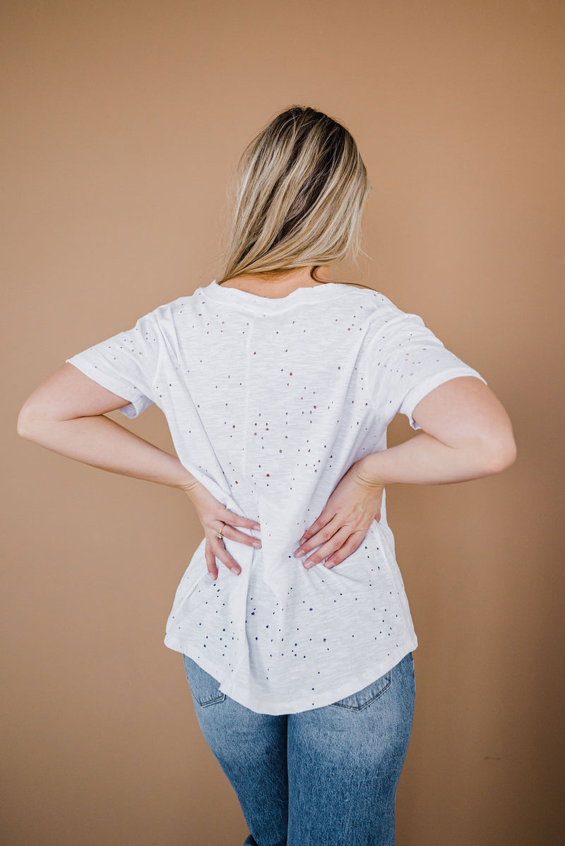 Distressed Boyfriend Tee- White