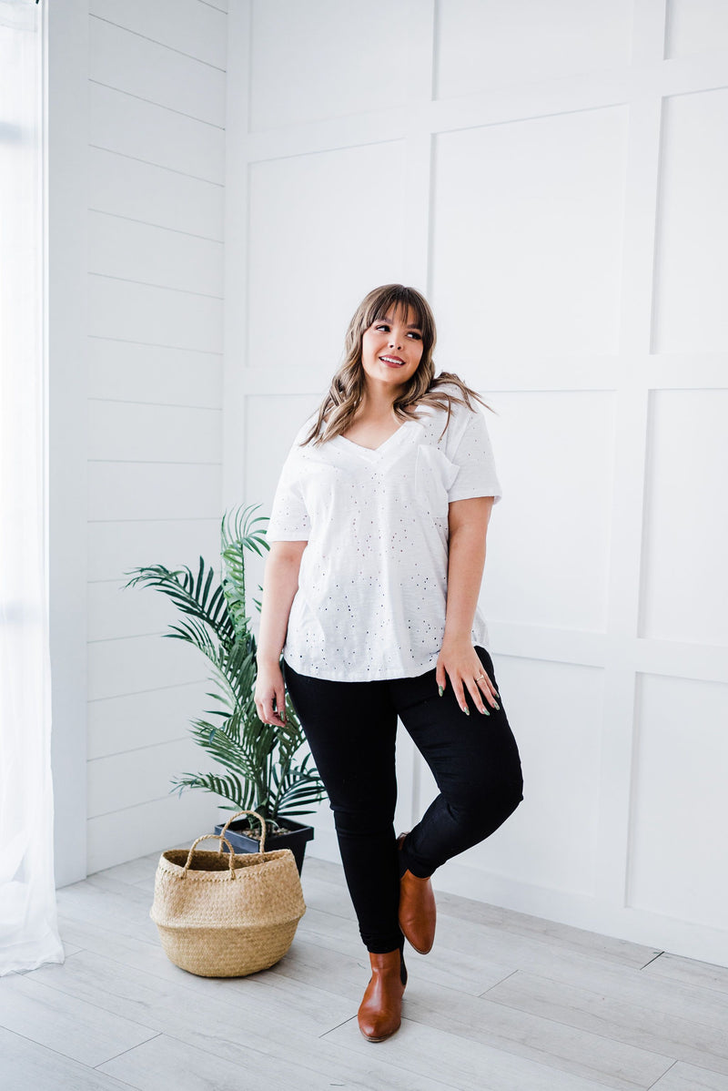 Distressed Boyfriend Tee- White