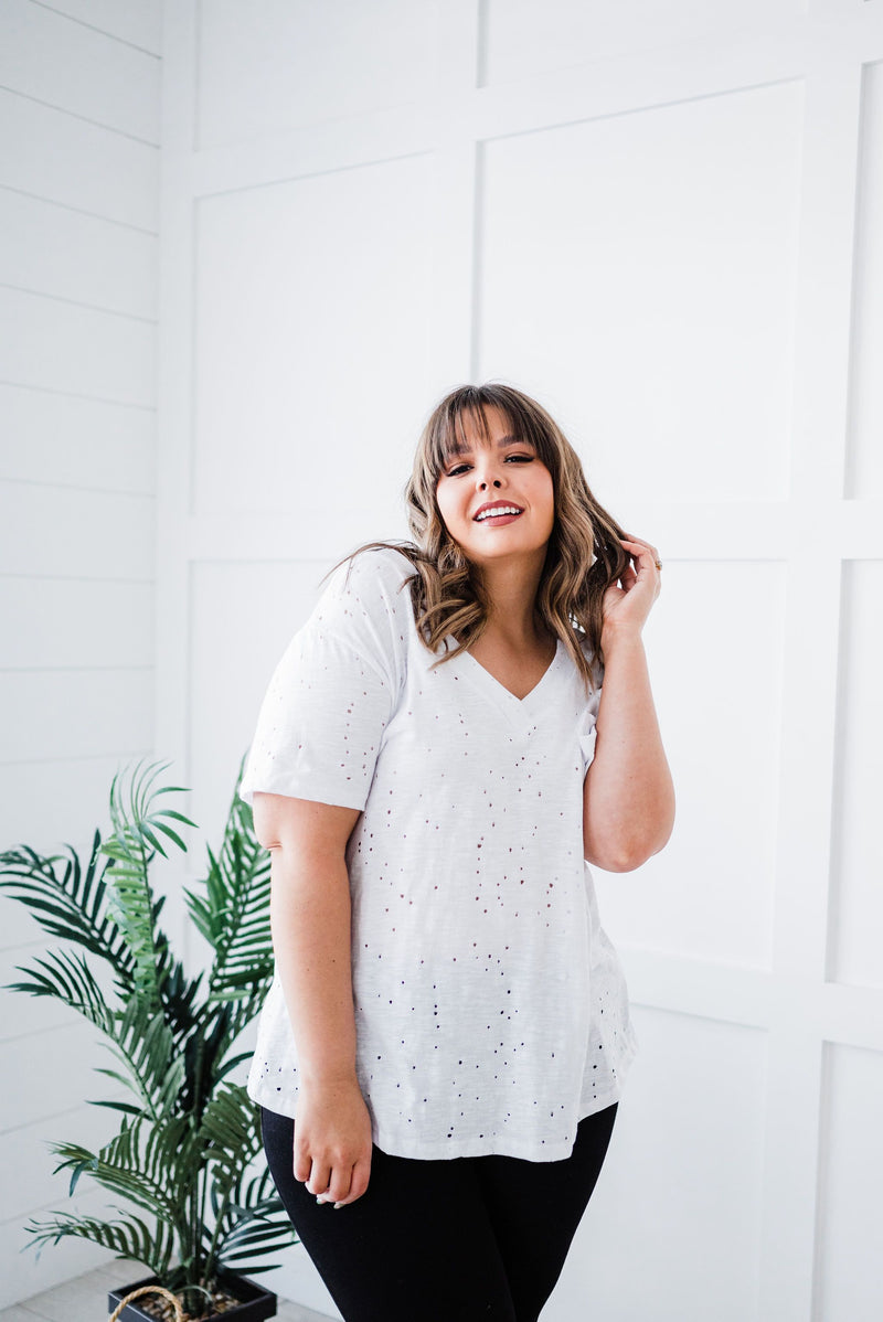 Distressed Boyfriend Tee- White