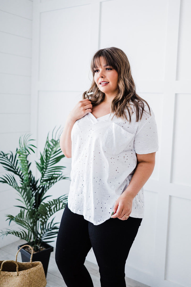 Distressed Boyfriend Tee- White