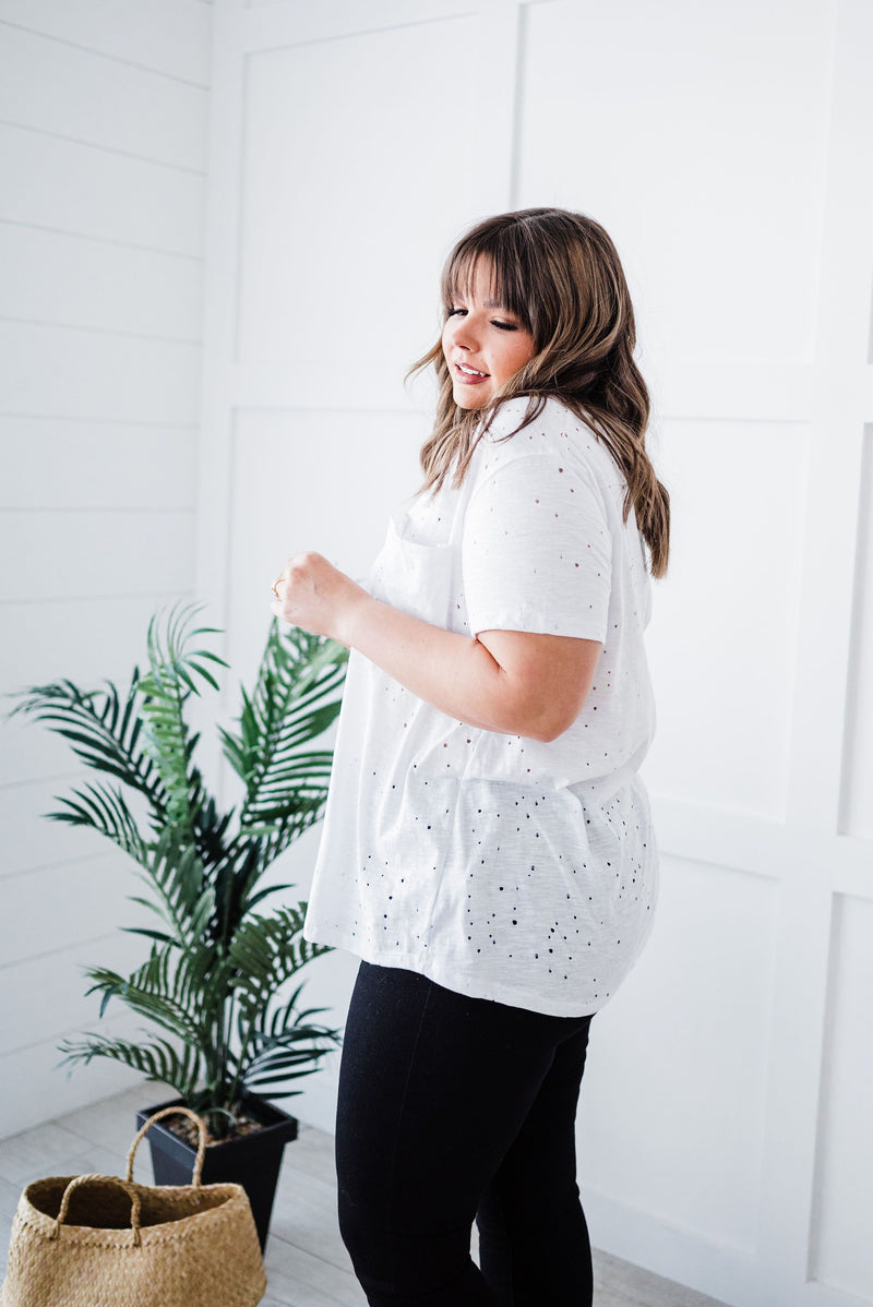 Distressed Boyfriend Tee- White