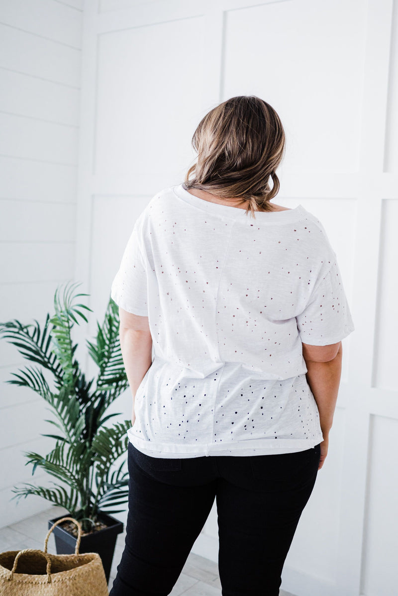 Distressed Boyfriend Tee- White