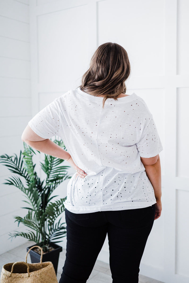 Distressed Boyfriend Tee- White