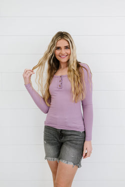New Dreams Ribbed Knit Top-PUPRLE
