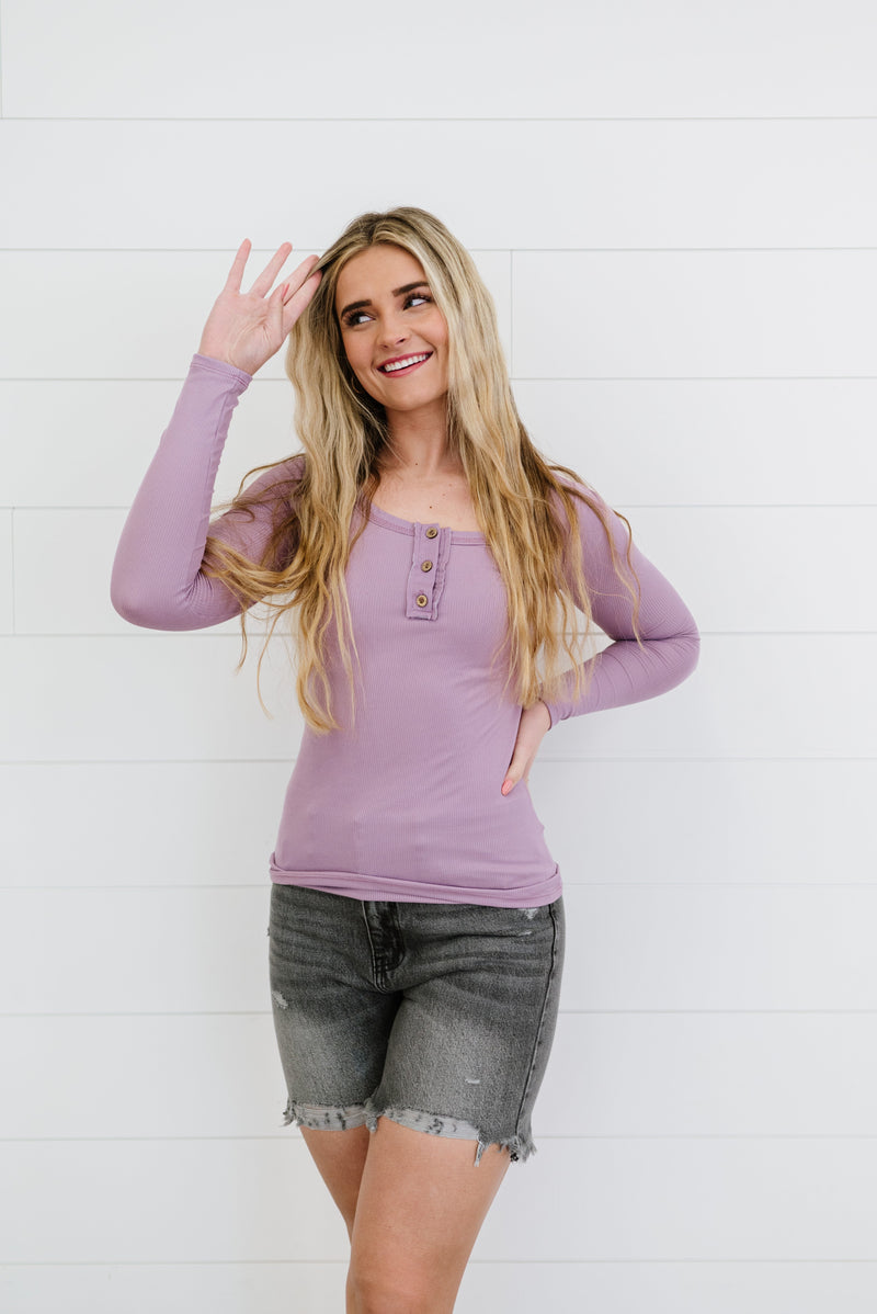 New Dreams Ribbed Knit Top-PUPRLE