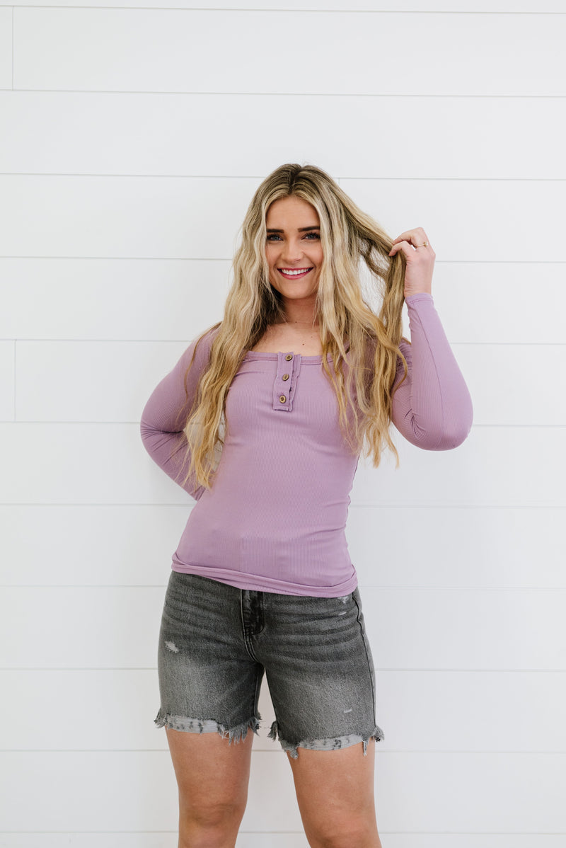 New Dreams Ribbed Knit Top-PUPRLE