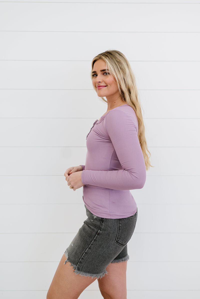 New Dreams Ribbed Knit Top-PUPRLE