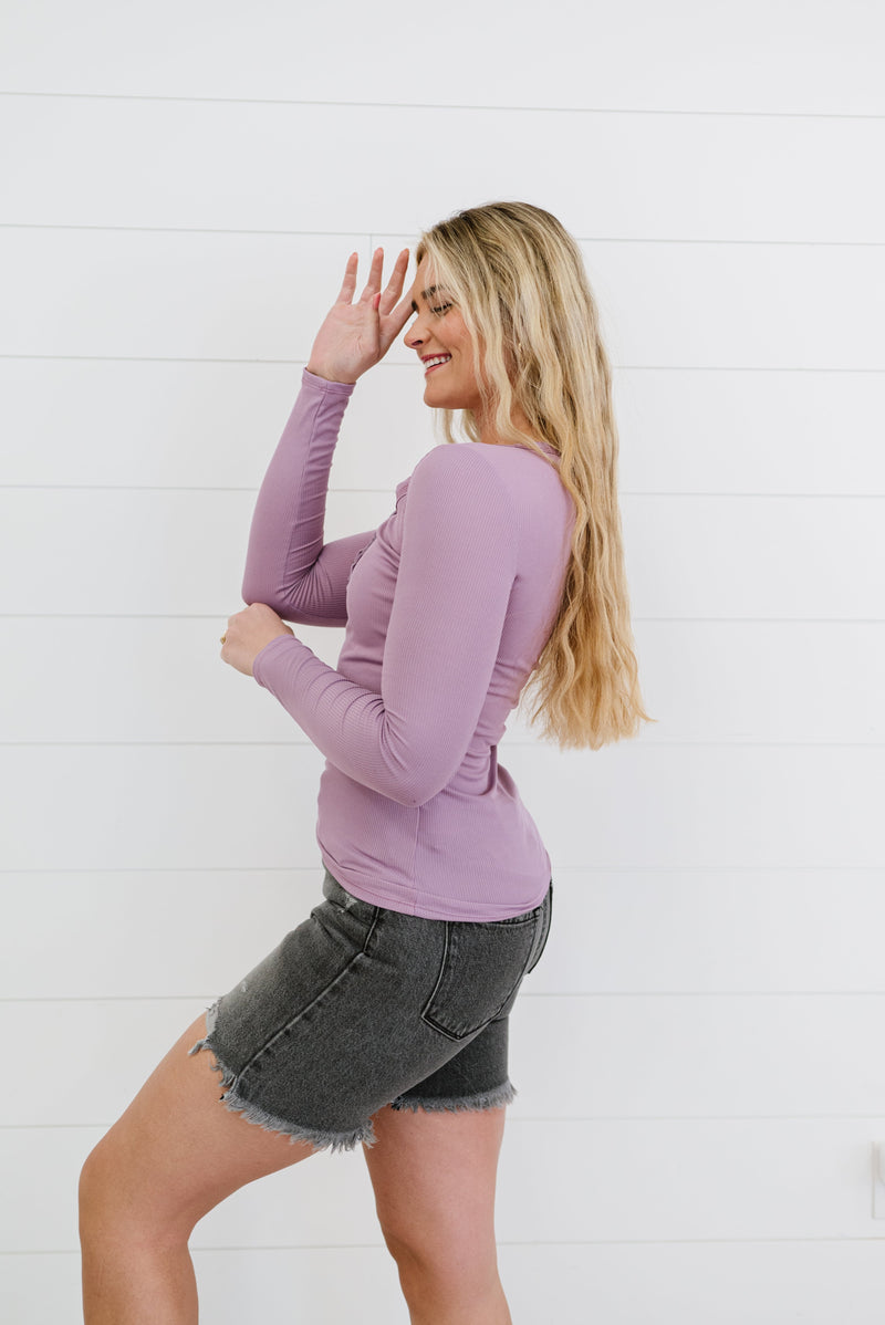 New Dreams Ribbed Knit Top-PUPRLE
