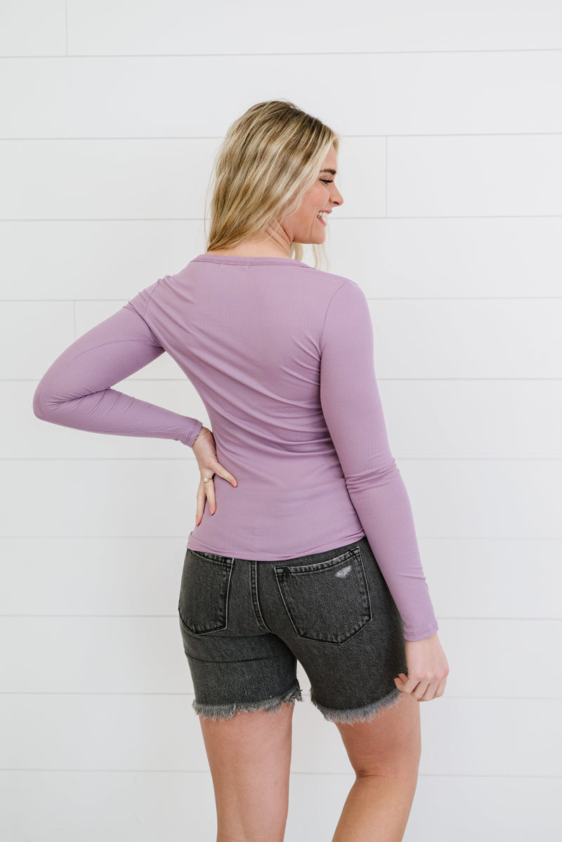 New Dreams Ribbed Knit Top-PUPRLE