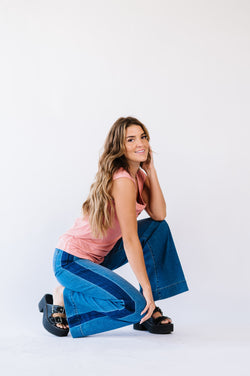 Feeling Bold Shadow Panel Wide Leg Jeans
