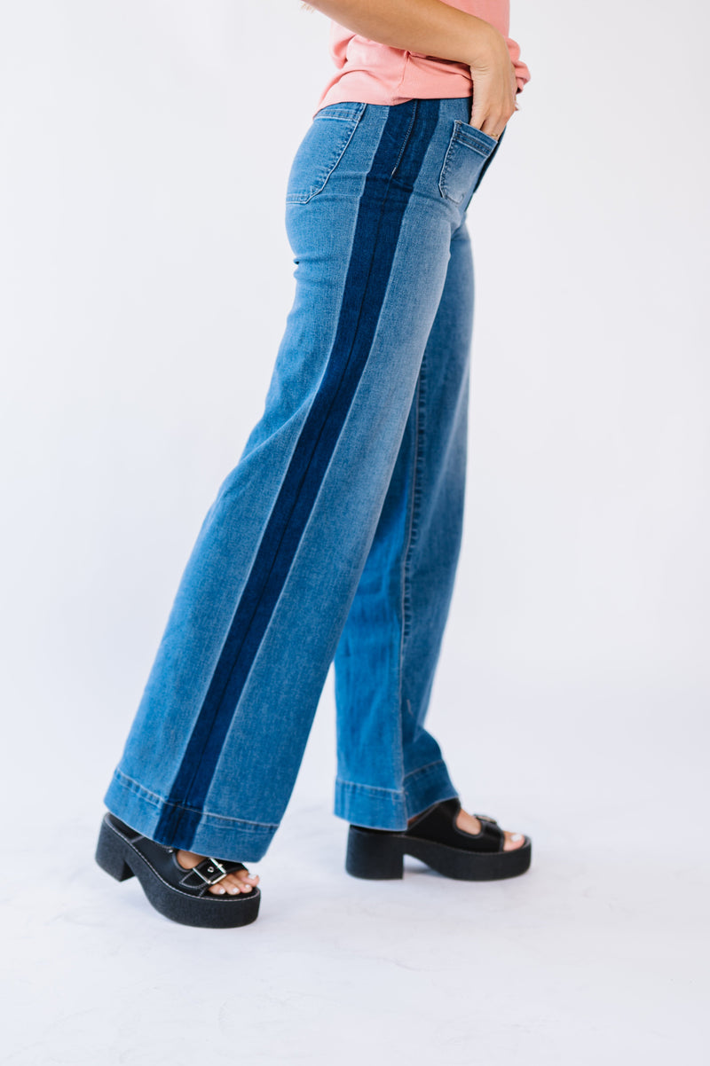 Feeling Bold Shadow Panel Wide Leg Jeans