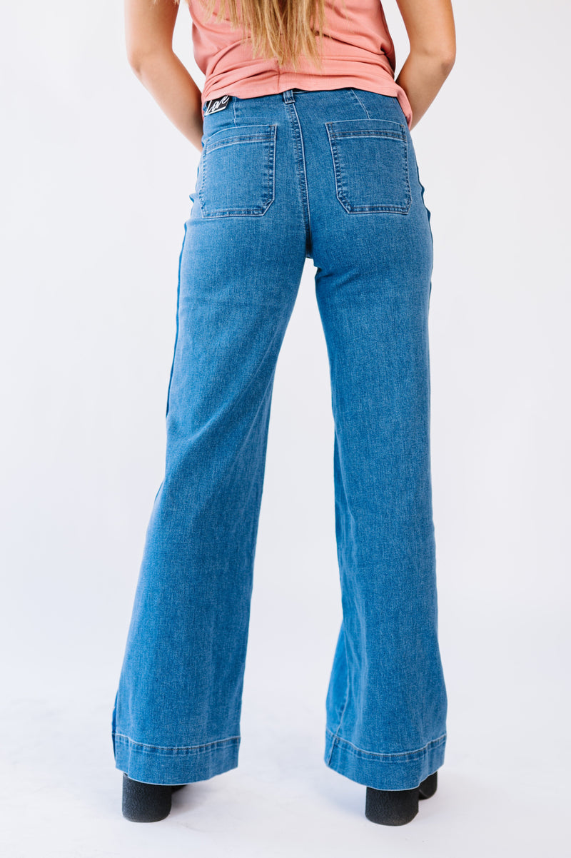 Feeling Bold Shadow Panel Wide Leg Jeans