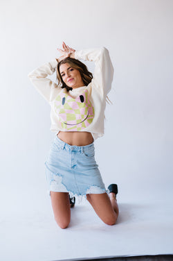 Just Because Distressed Denim Skirt