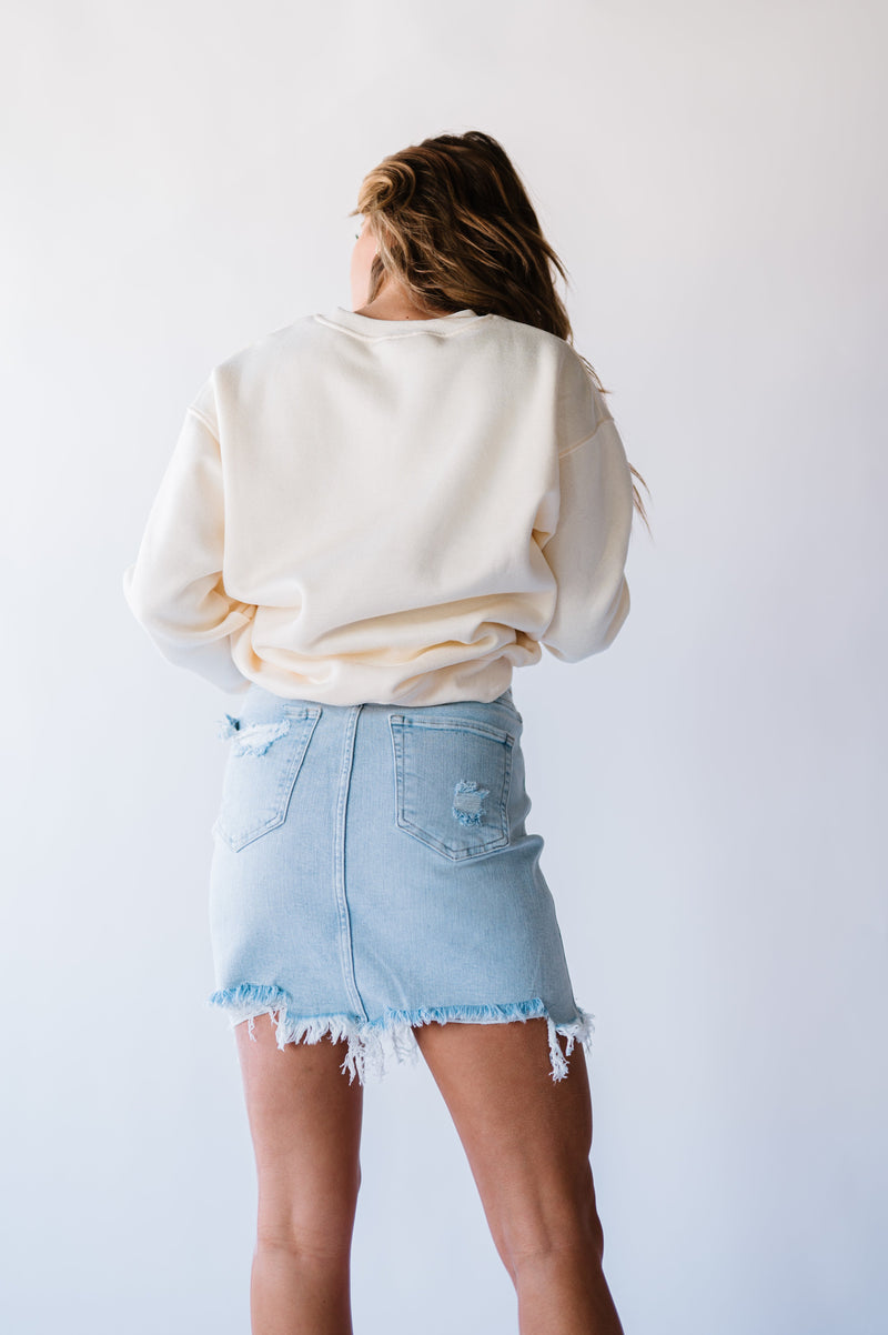 Just Because Distressed Denim Skirt