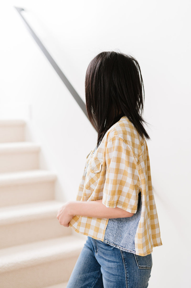 Everything Good Plaid Top - Mustard