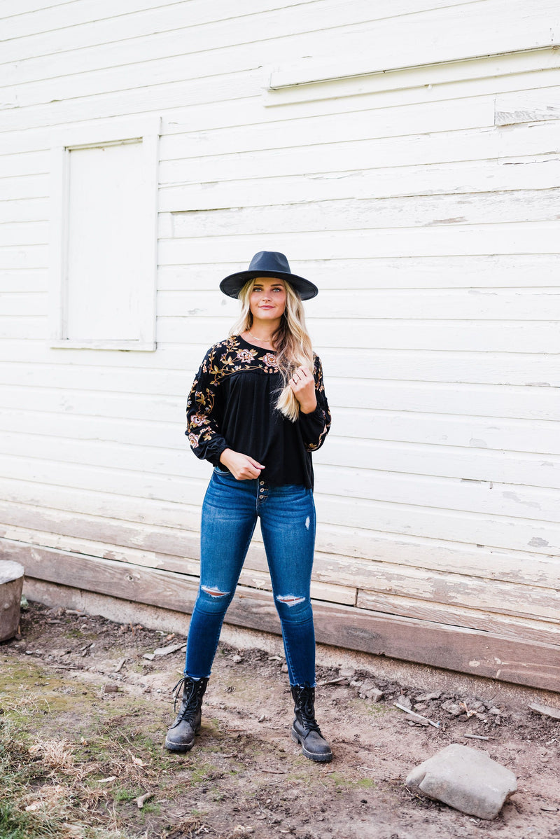 Carefree Feeling Embroidered Blouse