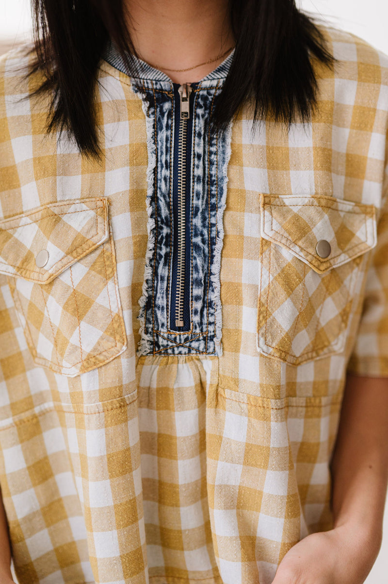 Everything Good Plaid Top - Mustard