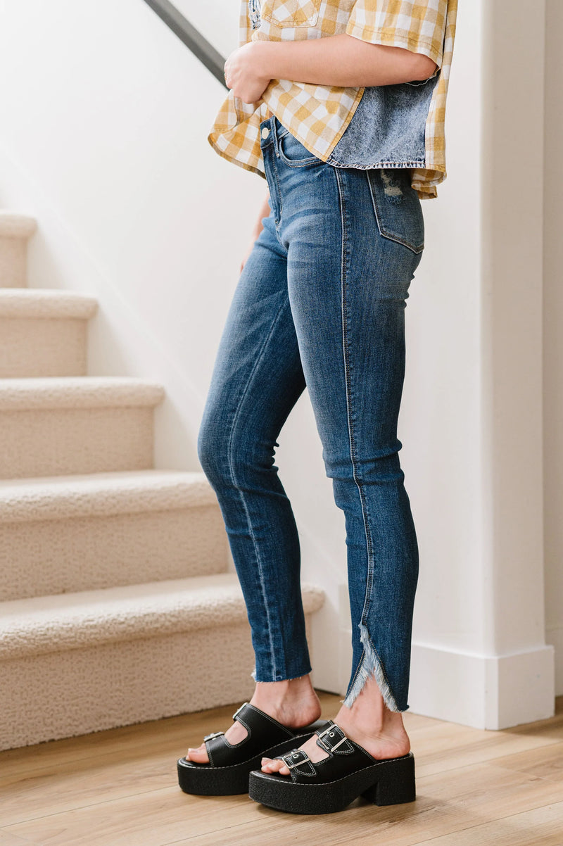 Live For This Distressed Hem Jeans