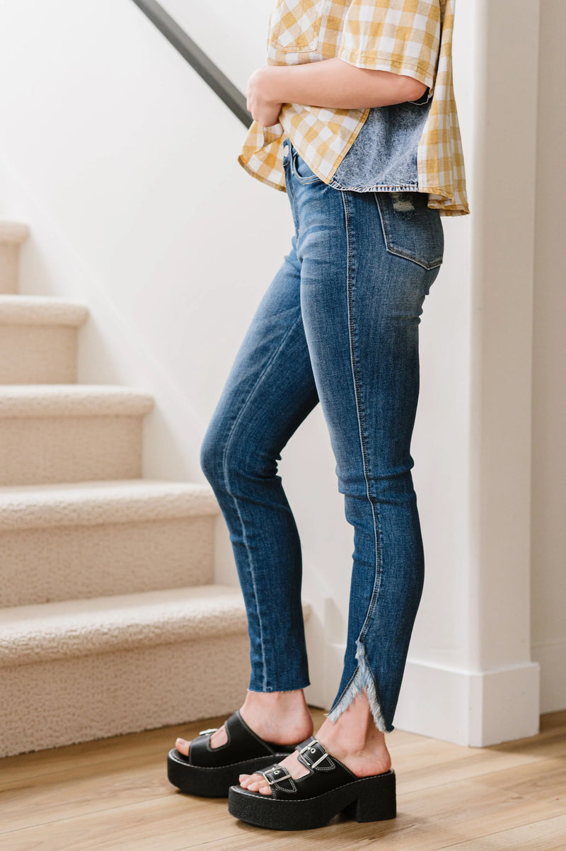 Live For This Distressed Hem Jeans