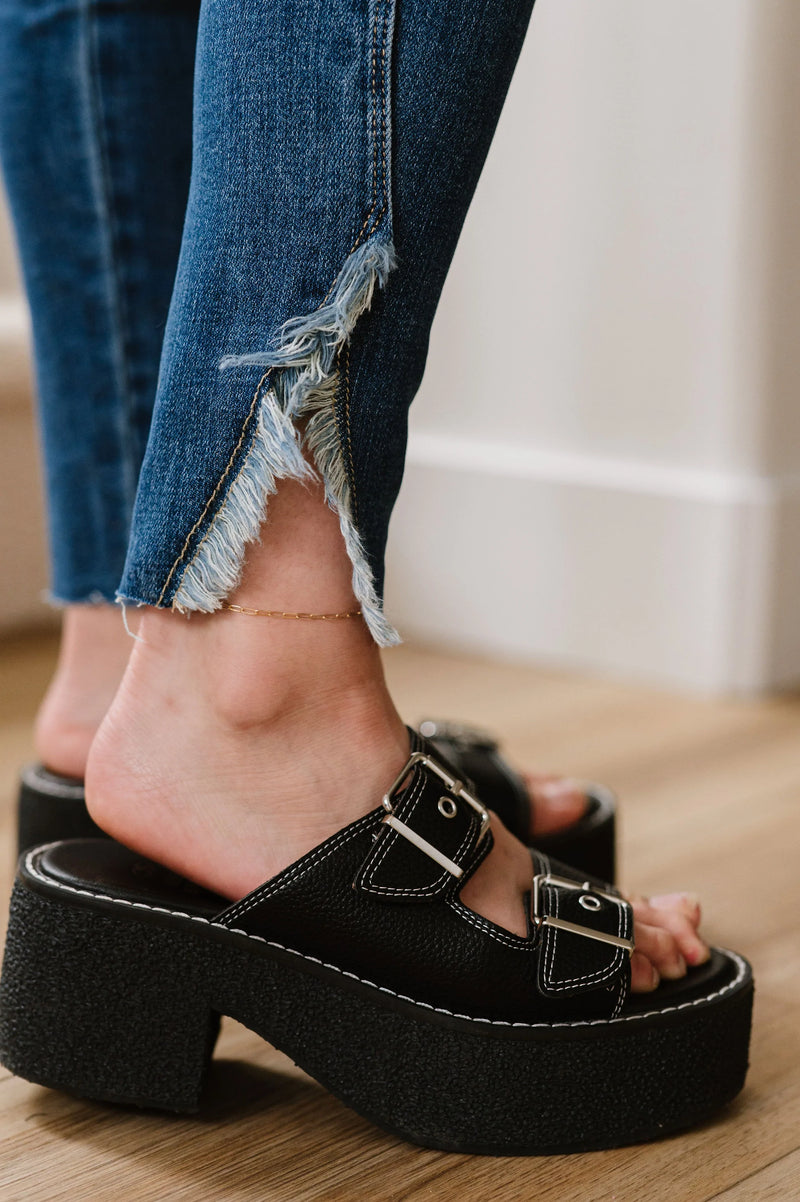Live For This Distressed Hem Jeans