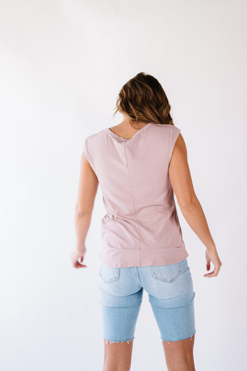 Lucy Ribbed Henley Top- Mocha