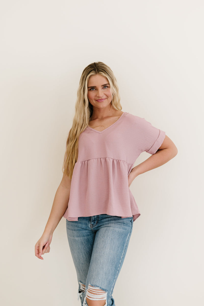 Wish You Would Babydoll Top- Mauve