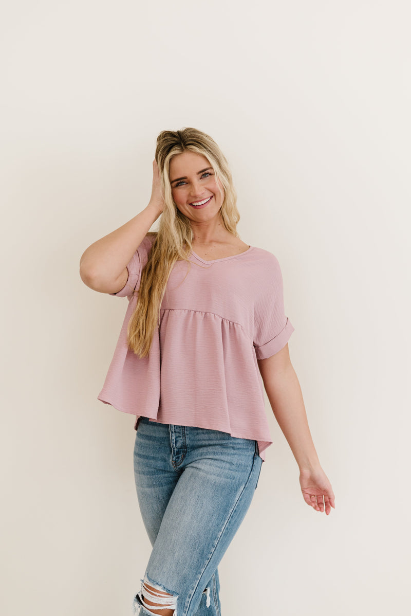 Wish You Would Babydoll Top- Mauve