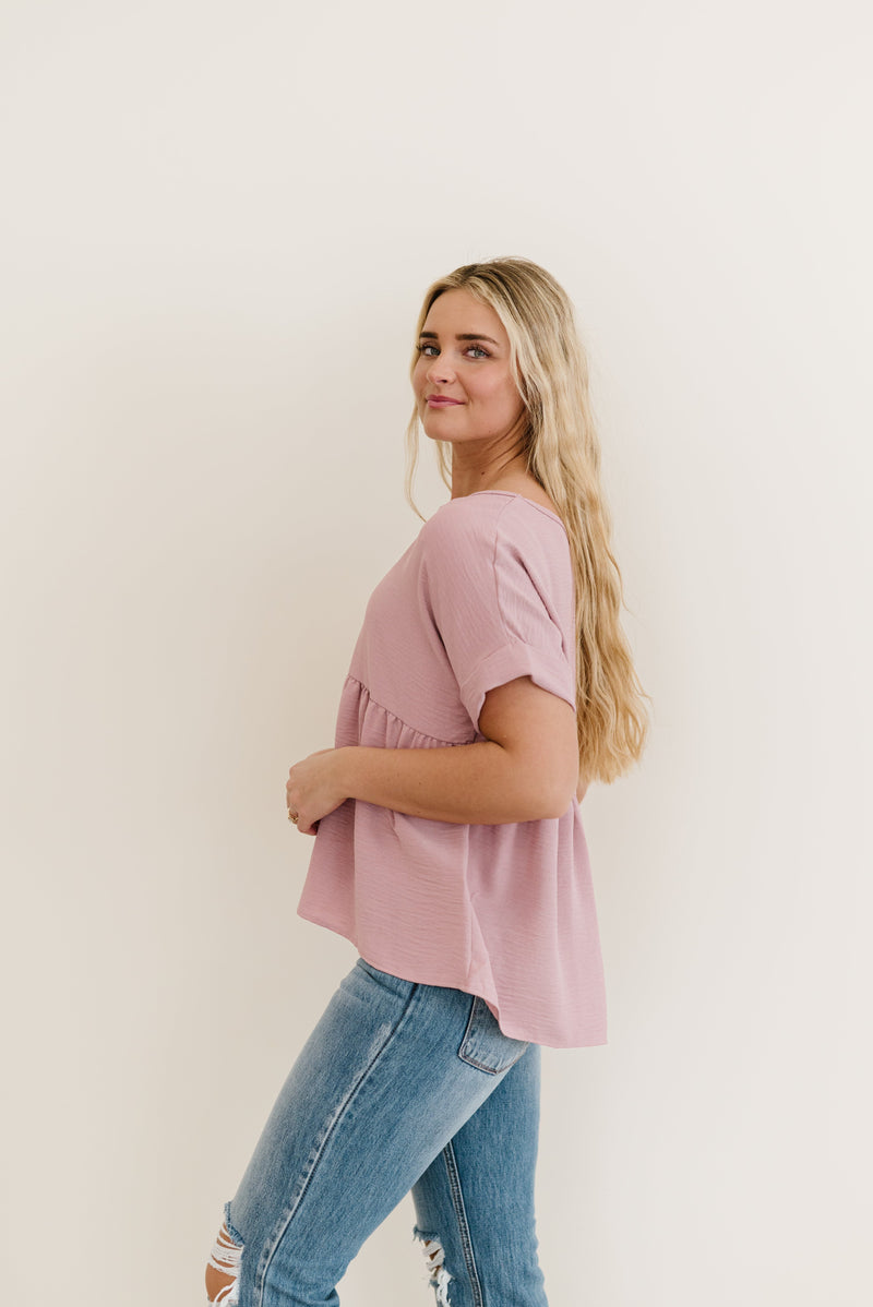 Wish You Would Babydoll Top- Mauve