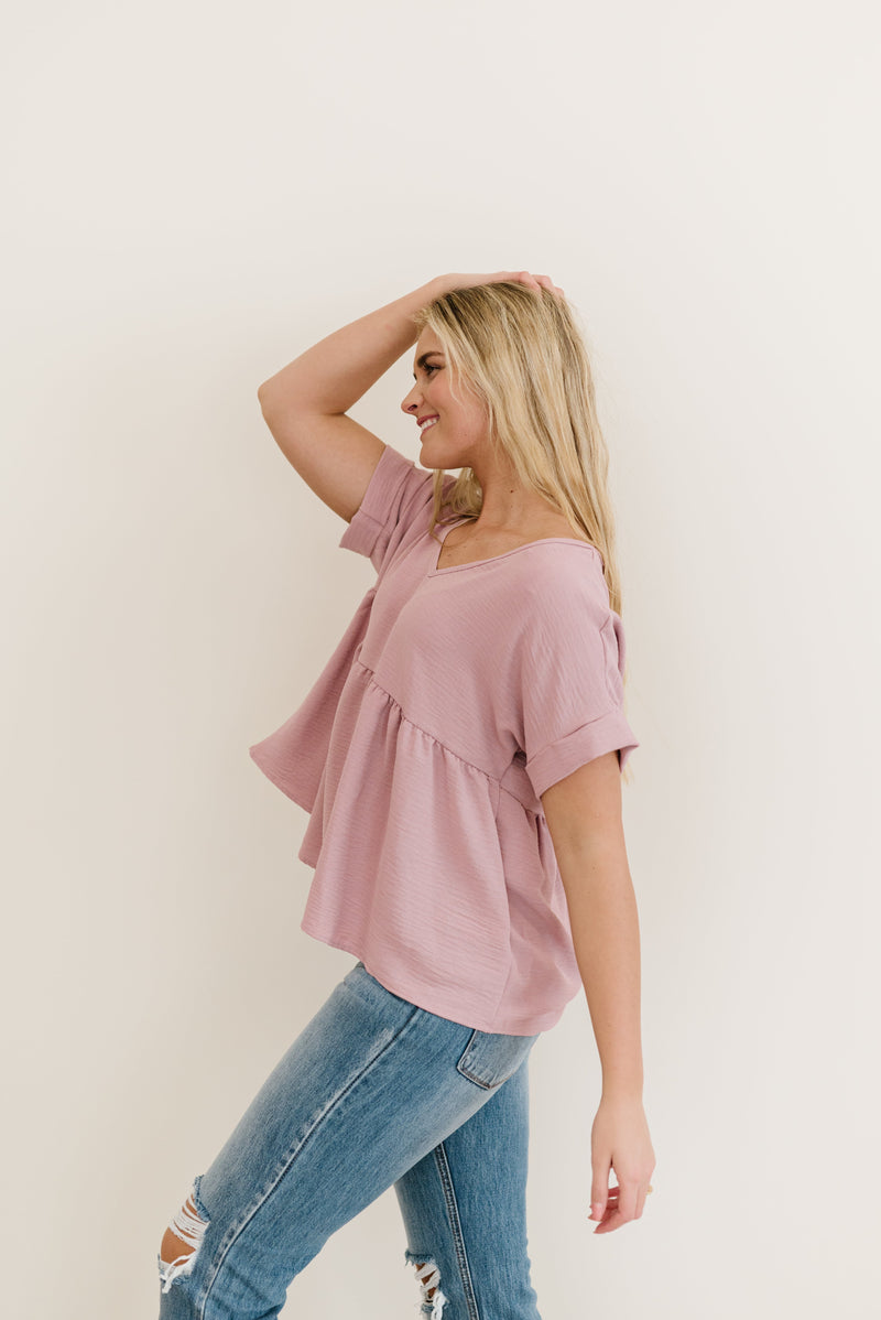 Wish You Would Babydoll Top- Mauve