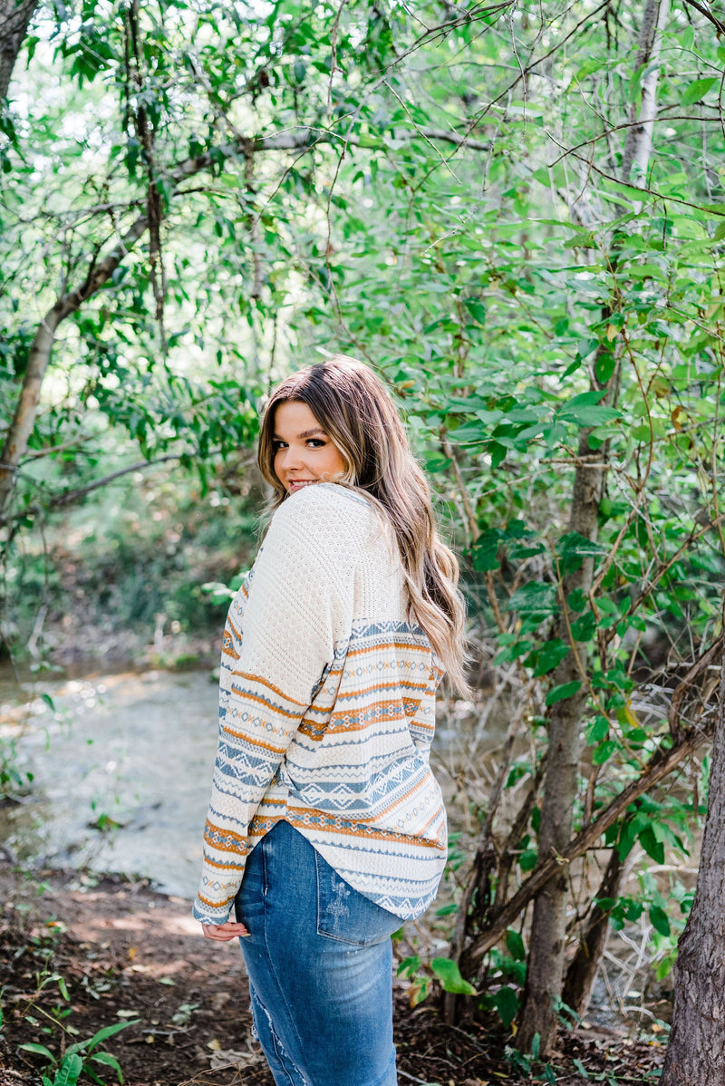 Beautifully You Aztec Print Top- Plus