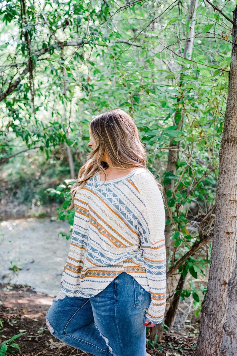 Beautifully You Aztec Print Top- Plus