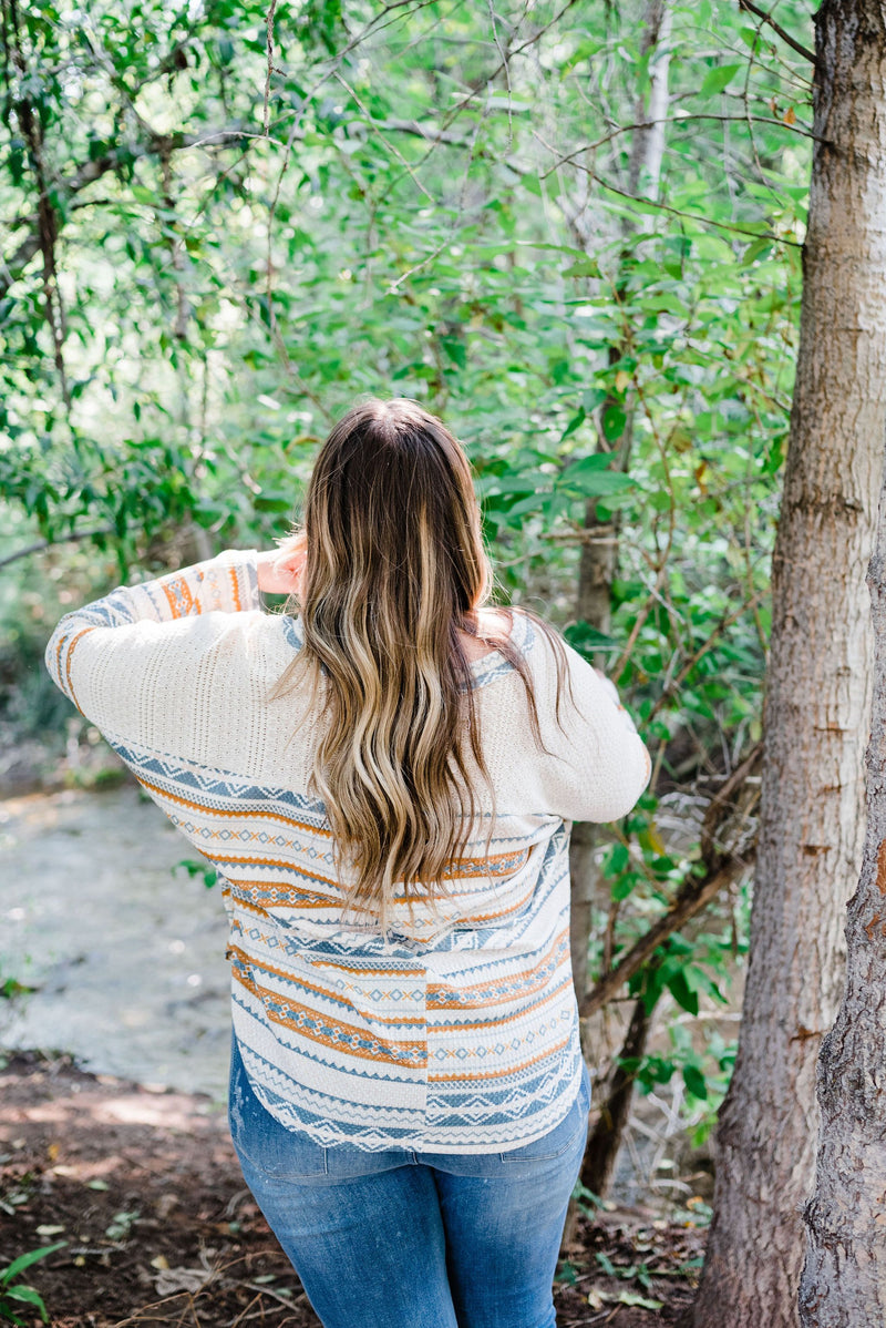 Beautifully You Aztec Print Top- Plus